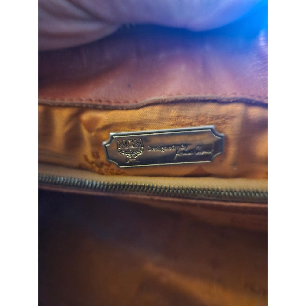 MCM Monogram Canvas Leather‎ Trim Boston Speedy Bag Brown Gold Vintage Luxury - Picture 5 of 7